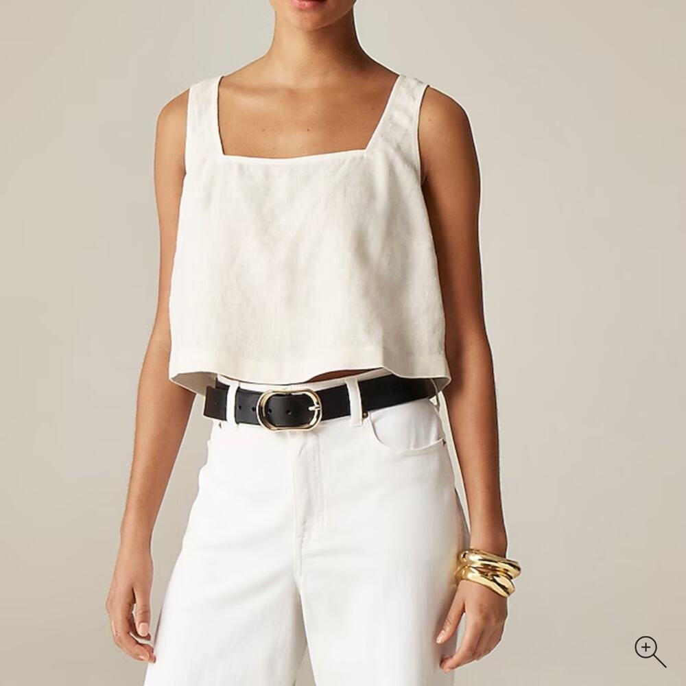 J. Crew Squareneck button-back top in linen